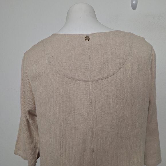 Soft Surroundings Beige Flower Pockets Lagenlook Linen Blend Baggy Tunic Top M - Picture 10 of 16